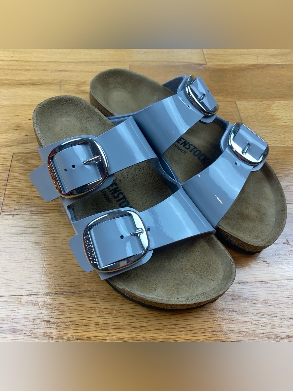 Birkenstock Arizona Big Buckle Silver Patent Grey Size 38 | 7